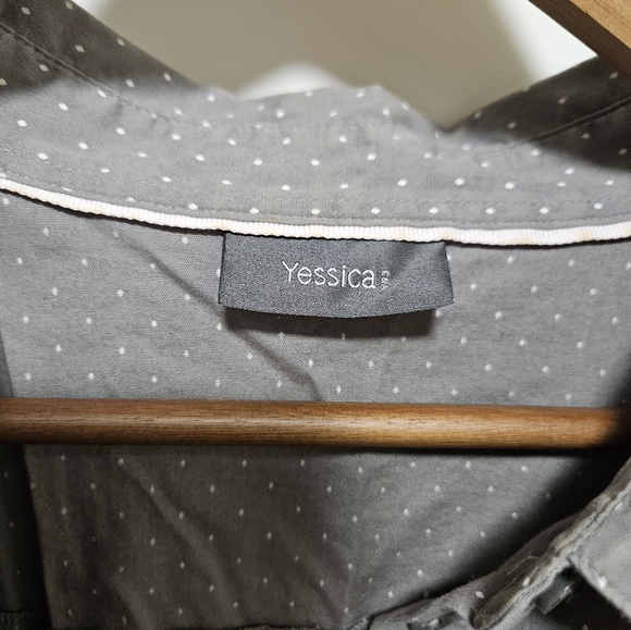 Grey with white dots button-down long sleeve shirt - Picture 3 of 7